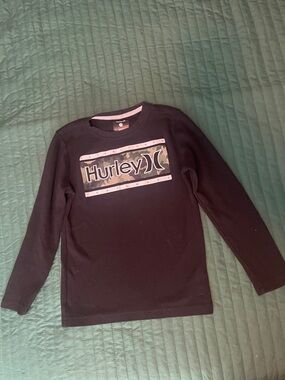 Hurley Boys Black Thermal Long-Sleeve Tee with Camo Logo Accent 10/12
